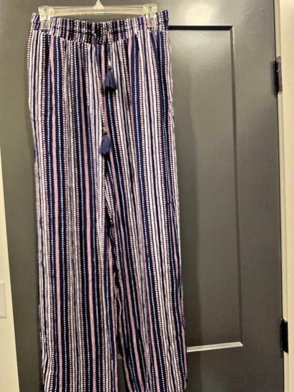 ROSE Striped Wide Leg Pants in Blue & Pink Size Medium